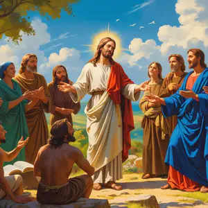 Pessoa com a Bíblia aberta evangelizando em praça pública