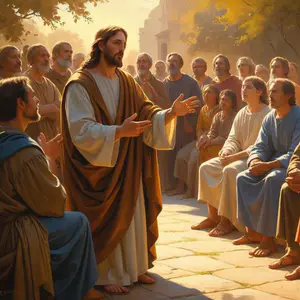 Pessoa com a Bíblia aberta evangelizando em praça pública