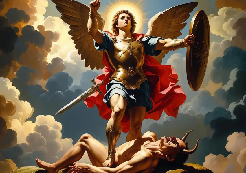 São Miguel Arcanjo em combate celestial
